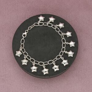 ⚡️reserved⚡️ sterling silver puffy star charm bracelet size 7.25in